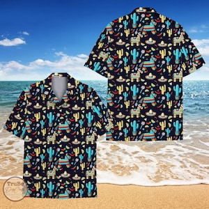 Camisa hawaiana del Cinco de Mayo para hombre y mujer, camisa con botones para tacos mexicanos, camisa informal de verano para playa, fiesta mexicana
