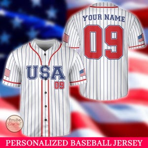 Custom USA Patriotic Baseball Jersey, Custom 4th of July Shirt with Name & Number, Red White Blue Baseball Jersey, USA Matching Family Shirt