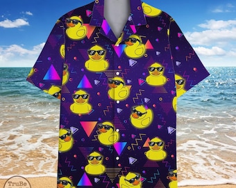 Duck Hawaiihemd: Tropisches Sommerhemd mit durchgeknöpfter Bluse