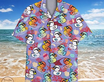 Lustiges Enten Aloha Shirt: Ozean Hawaii Shirt