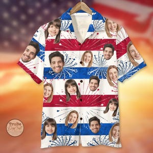 Personalized Patriotic Hawaiian Shirt: Custom Face Vacation Group Shirt
