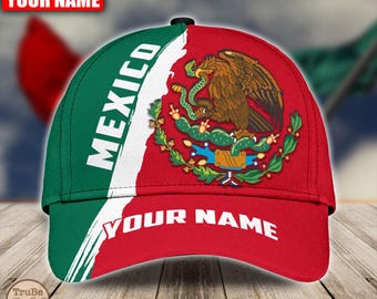 Personalized Mexico Aztec Classic Cap, Custom Name Mexican Baseball Cap, Mexican Eagle Cap, Adjustable Cap, Gift for Mexican Lovers