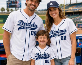 Personalized Mommy Daddy Of the Rookie Baseball Jersey, Custom Name Number Baseball Team, Rookie Of The Year Jersey, Family Matching Outfits