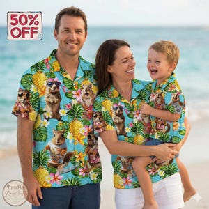 Summer Squirrel Hawaii Shirt for Men Women Youth, Pineapple Summer Aloha Shirt, Squirrel Button Short Sleeve Shirt, Squirrel Lovers Shirt