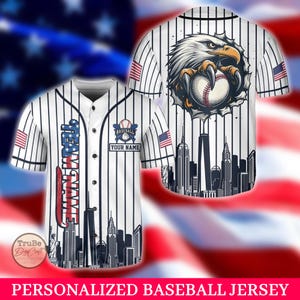 Customized Eagle Patriotic Baseball Jersey, Personalized 4th of July Independence Day Shirt with Name & Number, Baseball Lovers Outfit