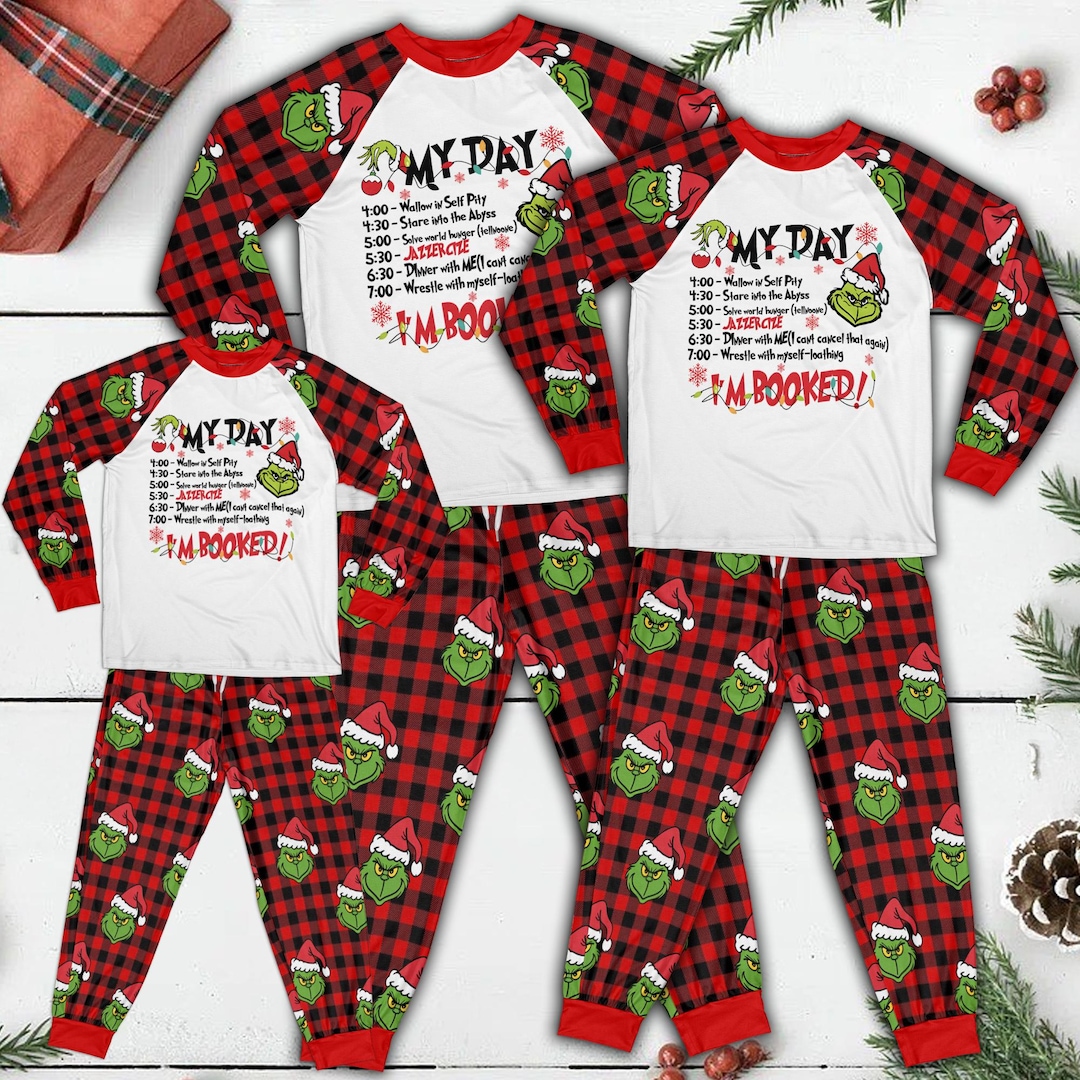 Funny Grinch Christmas Pajamas Set, Family Matching Sleepwear - Etsy