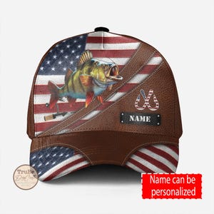 Gorra de béisbol personalizada con bandera de EE. UU. para pesca, gorra clásica de pesca con nombre personalizado, gorra para amantes de la pesca, regalo para pescadores, gorra de pesca