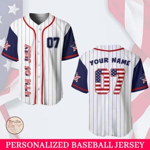 Custom 4th of July Baseball Jersey, Personalized 4th of July Independence Day Patriotic Jersey with Name & Number, Patriotic Day Shirt