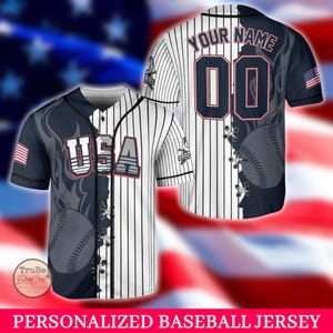 Customized USA Patriotic Baseball Jersey, Personalized 4th of July Independence Day Shirt with Name & Number, Baseball Fan Lovers Outfit