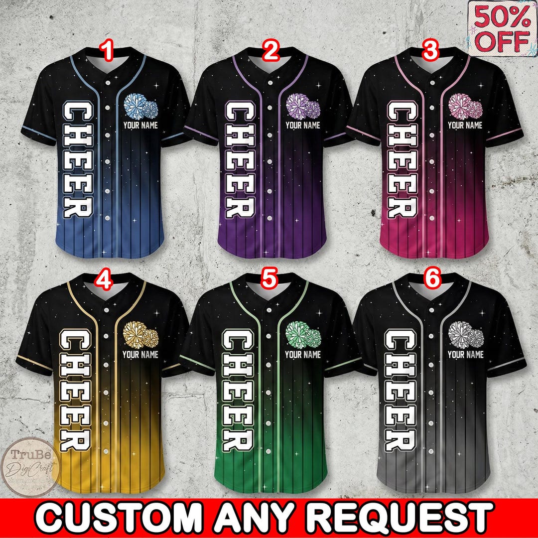 Personalized Cheerleading Bow Baseball Jersey, Custom Glitter Cheer ...