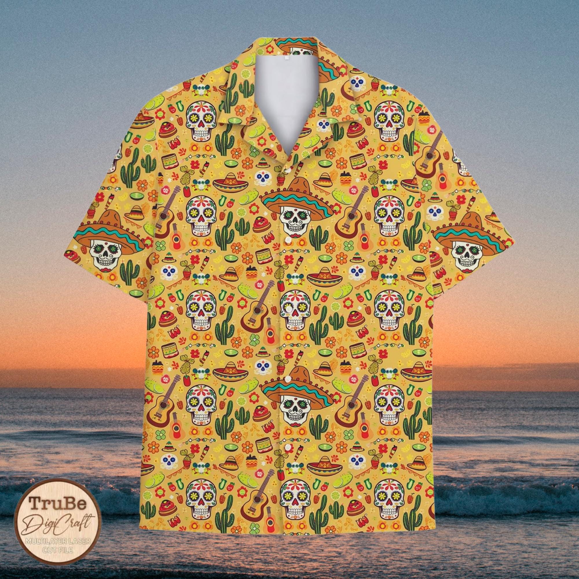 Skull Cinco De Mayo Hawaiian Shirts Men Youth, Day of the Dead