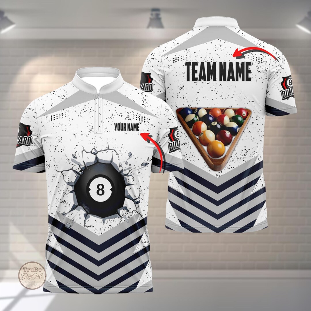 Personalized Name Billiard Jersey, Custom Team Billiard Uniform, Eight ...
