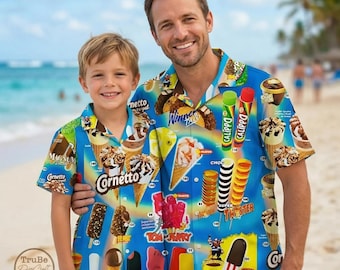 Hawaiian Shirt Summer,Hawaiian Shirt Ice Cream Hawaiian Shirts Men's Hawaiian Shirt, Ice Cream Shirt, Ice Cream Beach, Hawaiian Beach Shirt