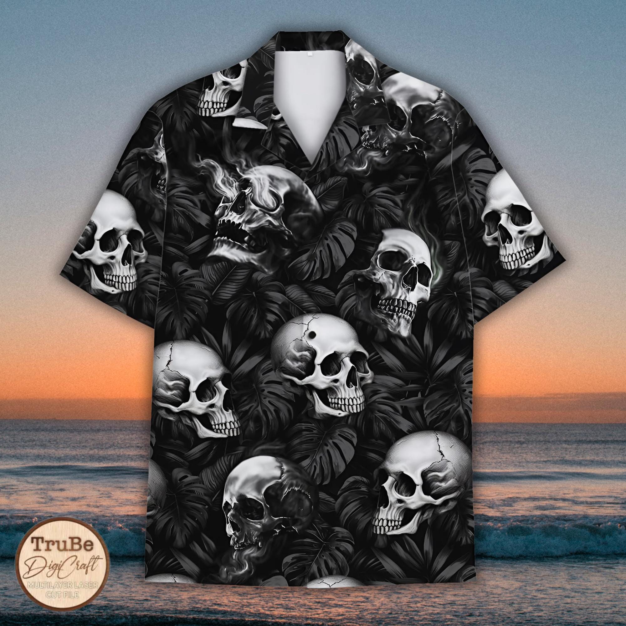 Tropical Skull Hawaiian Shirt: Aloha Beach Button Down - Etsy