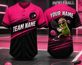 Personalized Pickleball Baseball Jersey, Custom Team Name Pickleball Jersey Men Women, Funny Pickleball Printed Jersey, Matching Team Outfit