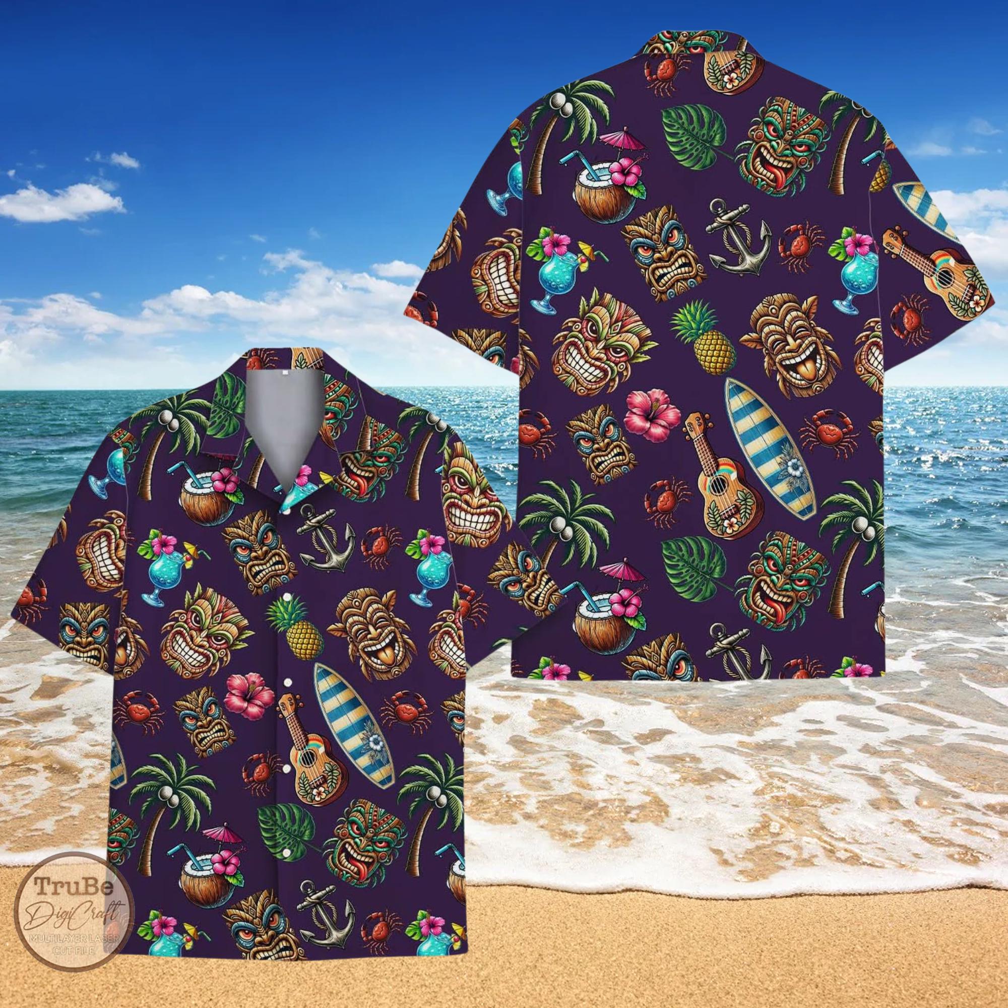 Tropical Tiki Hawaii Shirt for Men Women Youth, Summer Tiki Mask
