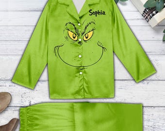 Personalized Grinch Pajama Set: Funny Christmas Sleepwear