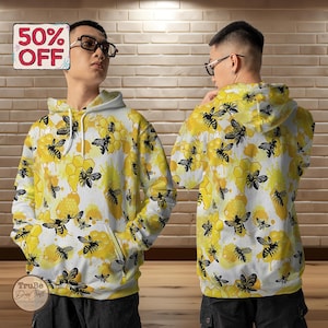 Unisex bijen en honingraat sweatshirt hoodie, Save The Bees hoodie, grappige bijen trui met ritssluiting, shirt honingbij, geschenken bijenboeren