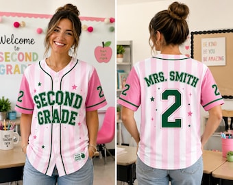Personalized Teacher Jersey, Custom Name Number Football Jersey, First Grade Teacher Shirt, Back To School Gift, Teacher Team Game Day Tee