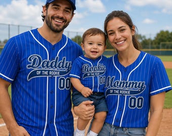 Personalized Rookie of The Year Baseball Jersey, Custom Mommy Daddy of the Rookie Jesey, Rookie Family Matching, Birthday Baseball Themed