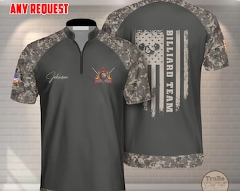 Polo de billar con estampado de camuflaje personalizado: uniforme de equipo a medida.