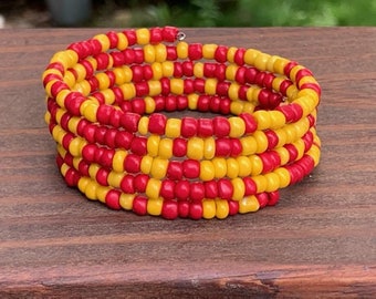 Red and Gold Wrap Bracelet