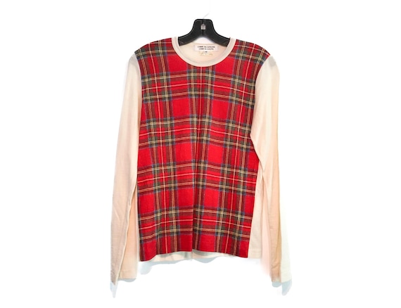 Comme des Garçons, Vintage Comme Des Garçons (CDG) Red Plaid Wool Long Sleeve Tee – XS