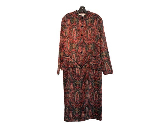 red and black paisley dress Paisley Garden Mix Print Keyhole Fit and Flare Dress - Red/Black