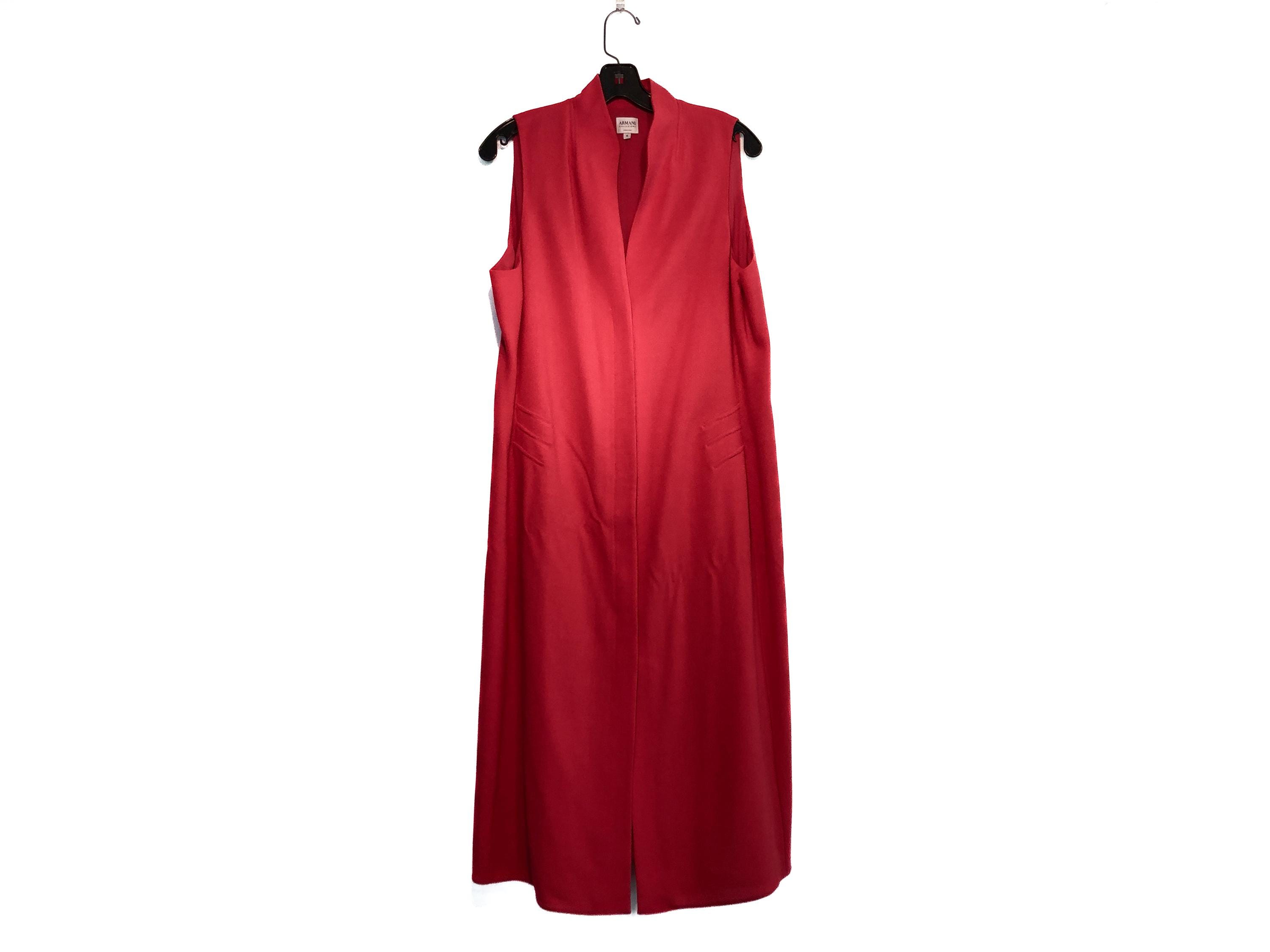 armani dress red Emporio Armani Sleeveless Pleated Techno Cady Midi Dress