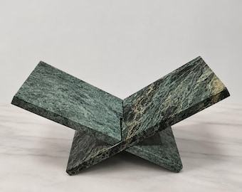 Soportes para libros de mármol verde – Soportes para libros de travertino / Decoración minimalista para el hogar / Decoración minimalista moderna para estantes