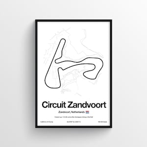 Zandvoort Niederlande Grandprix F1 Poster Niederländischer Druck Formel 1 Prints Grandprix-Strecke Stromkreis F1 Map Print