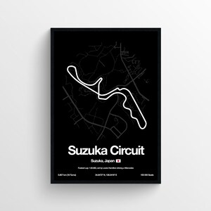 Suzuka Japan Grand Prix F1 Poster Japanese Print Formula 1 Prints Grand Prix Track Circuit F1 Map Print