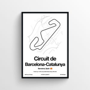 Barcelona Espanha Circuito de Barcelona-Catalunha Grande Prêmio de F1 Cartaz Impressão Espanhola Impressões de Fórmula 1 Grande Prêmio Pista Circuito de F1 Mapa Impressão