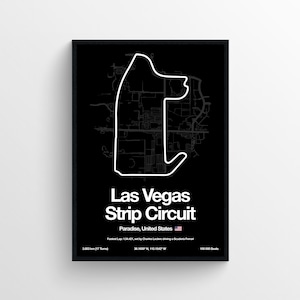 Las Vegas Grand Prix F1-poster van de Verenigde Staten Amerikaanse VS afdrukken Formule 1-afdrukken Grand Prix-circuit F1-kaart afdrukken