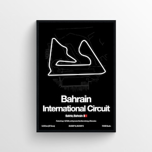 Bahrain Circuit Sakhir Grand Prix F1 Poster Print Formula 1 Prints Grand Prix Track Circuit F1 Map Print