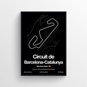 Barcelona Spain Circuit de Barcelona-Catalunya Grand Prix F1 Poster Spanish Print Formula 1 Prints Grand Prix Track Circuit F1 Map Print