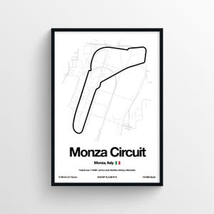 Monza Italy Grand Prix F1 Poster Italian Print Formula 1 Prints Grand Prix Track Circuit F1 Map Print