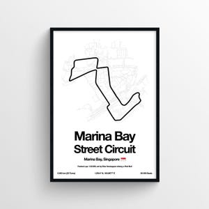 Marina Bay Singapur Grandprix F1 Poster Druck Formel 1 Druckt Grandprix Rennstrecke F1 Karte Drucken