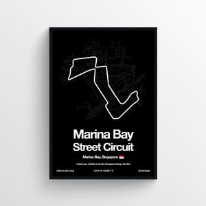 Marina Bay Singapore Grand Prix F1 Poster Print Formula 1 Prints Grand Prix Track Circuit F1 Map Print