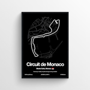 Monaco Monte Carlo Grand Prix F1 poster afdrukken Formule 1 afdrukken Grand Prix circuit circuit F1 kaart afdrukken