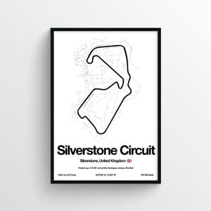 Silverstone United Kingdom Grand Prix F1 Poster British Print Formula 1 Prints Grand Prix Track Circuit F1 Map Print