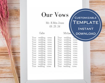Wedding Vows Anniversary Gift, First Year Anniversary Gift, One Year Anniversary Gift, Anniversary Gift, Digital Art, Gift For Her, Wall Art