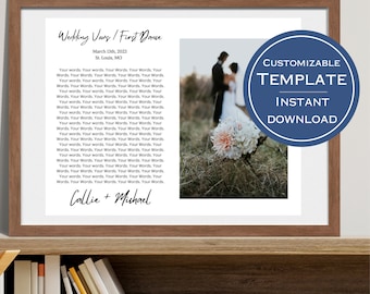 First Anniversary Gift: Customizable Wedding Vows Template (Digital Download)
