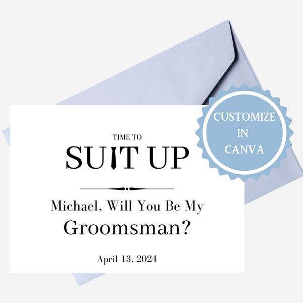 Suit Up, Will You Be My Best Man, Will You Be My Groomsman, Groomsman Proposal Card, Groomsmen Proposal Card Template, Best Man Proposal
