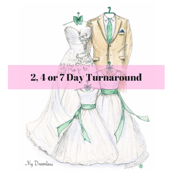 Wedding Dress Sketch Wedding Dress Sketches For Gift Etsy