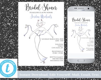 Bridal Shower Invitation Bundle - 7 Prints - Come Fly With Me, Digital Bridal Shower Invitation, Modern Bridal Shower, Wedding Shower