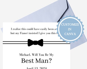 Groomsmen Proposal Card: Suit Up Invitation (Digital Download, Canva Template)