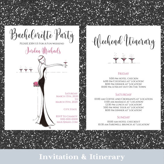 Bachelorette Party Bundle 2 Prints text bachelorette weekend invitation electronic bachelorette invitation bachelorette weekend Etsy