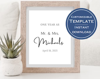Customizable 1st Anniversary Keepsake (Digital Download)