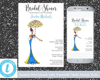 Bridal Shower Invitation Bundle - 7 Prints - Digital Bridal Shower Invitation, Modern Bridal Shower, Wedding Shower Invitation
